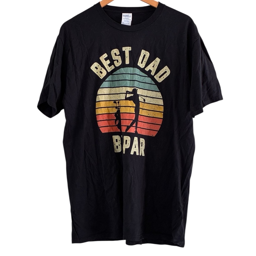 Best dad by par | Black cotton crew neck graphic golf tee shirt
